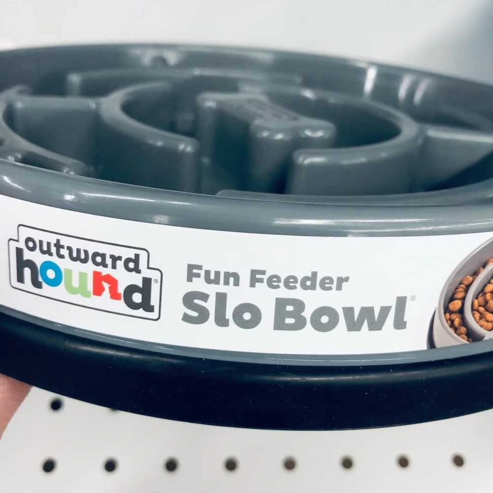 NEW OUTWARD HOUND Bowl Slow Feeder Bowl Dog Cat, Gray, Large, 1 Bowl